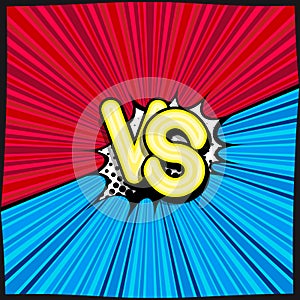 VS - comic retro lettering with shadows, halftone pattern