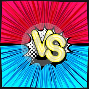 VS - comic retro lettering with shadows, halftone pattern