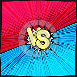 VS - comic retro lettering with shadows, halftone pattern