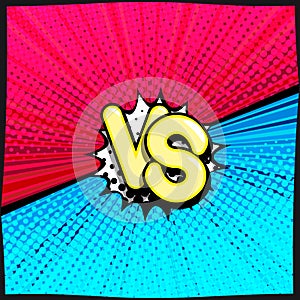 VS - comic retro lettering with shadows, halftone pattern