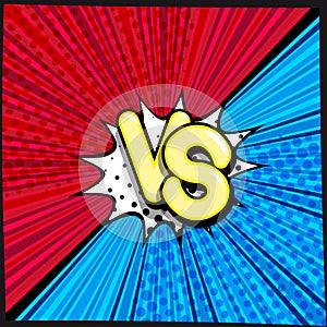 VS - comic retro lettering with shadows, halftone pattern