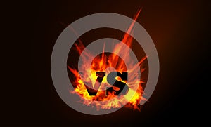 VS comparison of a vector background with a fiery flame