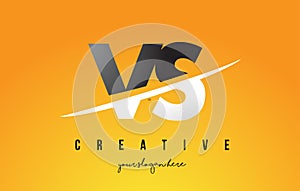 VS V S Letter Modern Logo Design with Yellow Background and Swoosh.