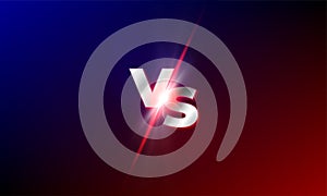 VS versus vector background. Red and blue mma fight competition VS light blast sparkle photo