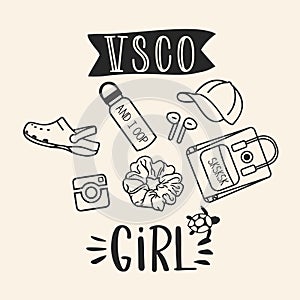 VSCO girls, sea turtles, scrunchies and water bottles. Trendy shirt design for vsco girls photo