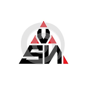 VSN triangle letter logo design with triangle shape. VSN triangle logo design monogram. VSN triangle vector logo template with red