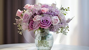 vtage purple bouquet in vase photo