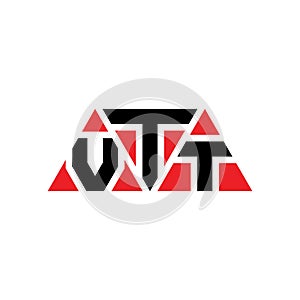 VTT triangle letter logo design with triangle shape. VTT triangle logo design monogram. VTT triangle vector logo template with red