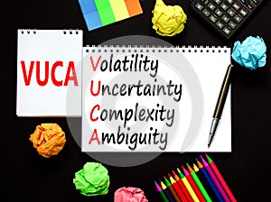 VUCA volatility uncertainty complexity ambiguity symbol. Concept words VUCA volatility uncertainty complexity ambiguity. Beautiful