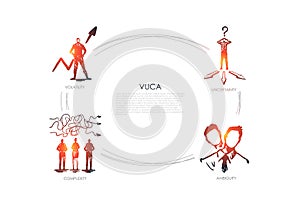 Vuca word - uncertainty, ambiguity, complexity, volatility set concept. photo