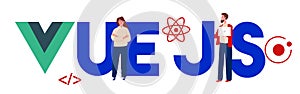 Vue.js coding computer Language, Javascript, Internet components vector illustration.