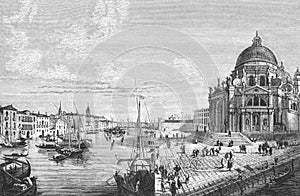 Vue of Venice by Canaletti in the old book Peinture Italienne, by P. Mantz, 1870, Paris