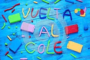 Vuelta al cole, back to school written in spanish photo