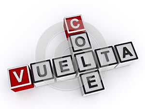 Vuelta cole word block on white