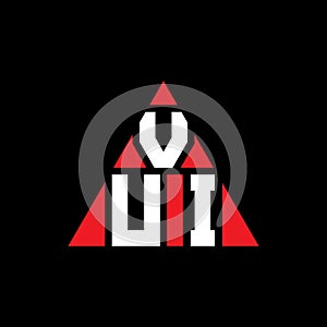 VUI triangle letter logo design with triangle shape. VUI triangle logo design monogram. VUI triangle vector logo template with red