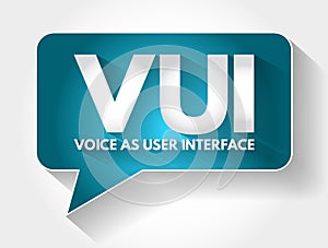 VUI - Voice as User Interface acronym, technology concept background