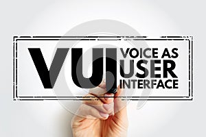 VUI - Voice as User Interface acronym text stamp, technology concept background