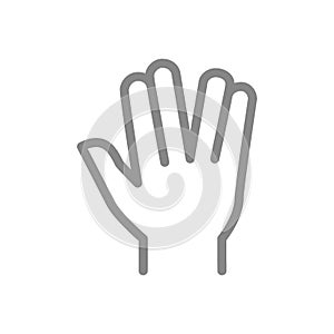 Vulcan salute line icon. Live long and prosper gesture symbol