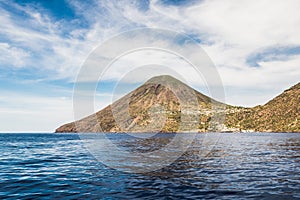 Vulcanic Aeolian island Salina in Mediterranean, Italy