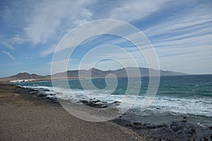 Vulcanic geologic coroded layers, Faro de Punta Jandia, Fuerteventura, Canary Islands, Spain