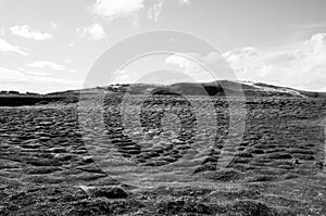 Vulcanic landscape with black and white image