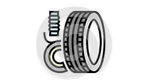 vulcanized rubber thermoset color icon animation