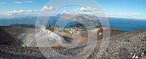 Vulcano crater and Aeolian islands near Sicily photo