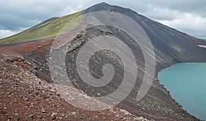 Vulcano crater with water in Iceland