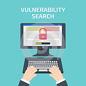 Vulnerability search decktop. Vulnerability search concept
