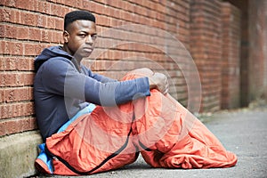 Vulnerable Teenage Boy Sleeping On The Street