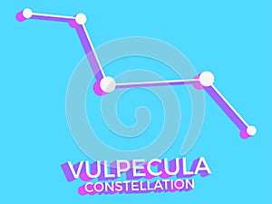Vulpecula constellation 3d symbol. Constellation icon in isometric style on blue background. Cluster of stars and galaxies. Vector