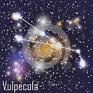 Vulpecula Constellation with Beautiful Bright Stars on the Background of Cosmic Sky Vector Illustration