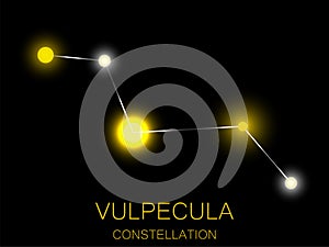Vulpecula constellation. Bright yellow stars in the night sky. A cluster of stars in deep space, the universe. Vector illustration