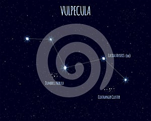 Vulpecula constellation, vector illustration with the names of basic stars photo