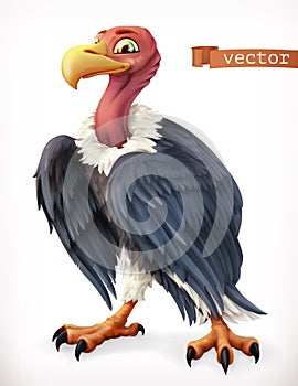 Vulture, eagle cartoon character. Funny animal, 3d vector icon photo
