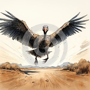 Vulture In Flight: Detailed Digital Illustration By Alasdair photo