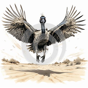 Vulture In Flight: Editorial Illustration With Desertpunk And Forced Perspective