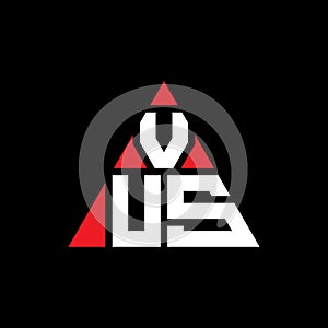 VUS triangle letter logo design with triangle shape. VUS triangle logo design monogram. VUS triangle vector logo template with red