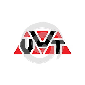 VUT triangle letter logo design with triangle shape. VUT triangle logo design monogram. VUT triangle vector logo template with red