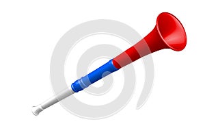 Vuvuzela trumpet football fan. Colors of the Russian flag. Vuvuzela isolated on a white background. Vector illustration