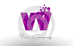 VV V Dots Letter Logo with Purple Bubbles Texture.