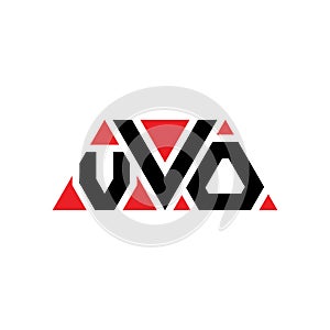 VVO triangle letter logo design with triangle shape. VVO triangle logo design monogram. VVO triangle vector logo template with red