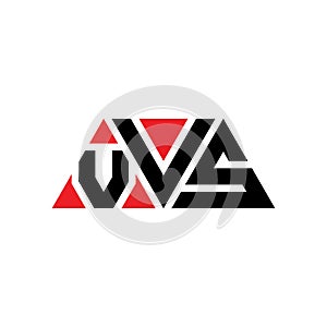 VVS triangle letter logo design with triangle shape. VVS triangle logo design monogram. VVS triangle vector logo template with red
