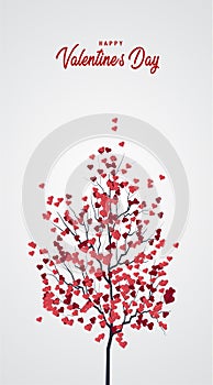 Happy Valentine`s Day vertical banners design, a group of pink hearts tree, Vector illustration. Holiday brochure design, greeting