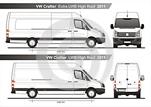 VW Crafter Extra LWB and LWB High Roof Furgon Van 2011 Blueprint