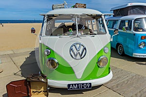 VW kombi van at the beach