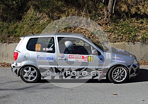 A VW Polo GTI race car involved in the race