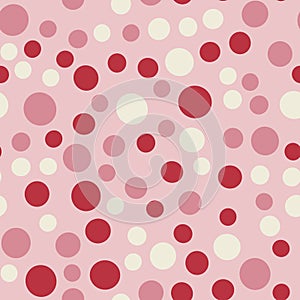 Seamless pattern in retro style circles pink background