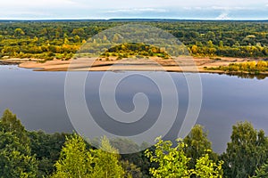 vyatka river from a high bank on an autumn day