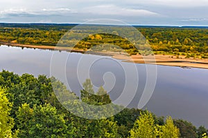 vyatka river from a high bank on an autumn day